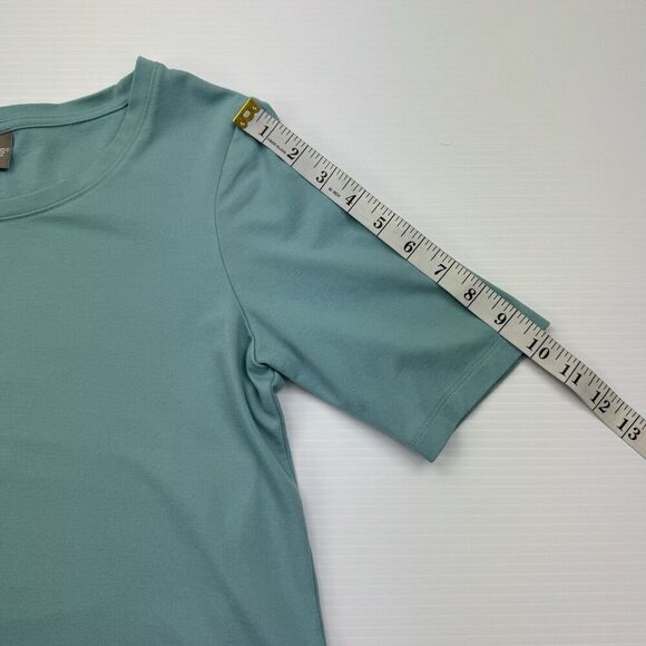 Chico's Blue Short Sleeve Shirt Top Size 0 Small Buttons - Picture 7 of 8